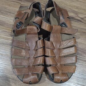 Mephisto Brown Leather Sandals Strappy Design